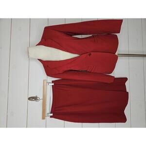 Vintage 80s Red wool skirt suit
